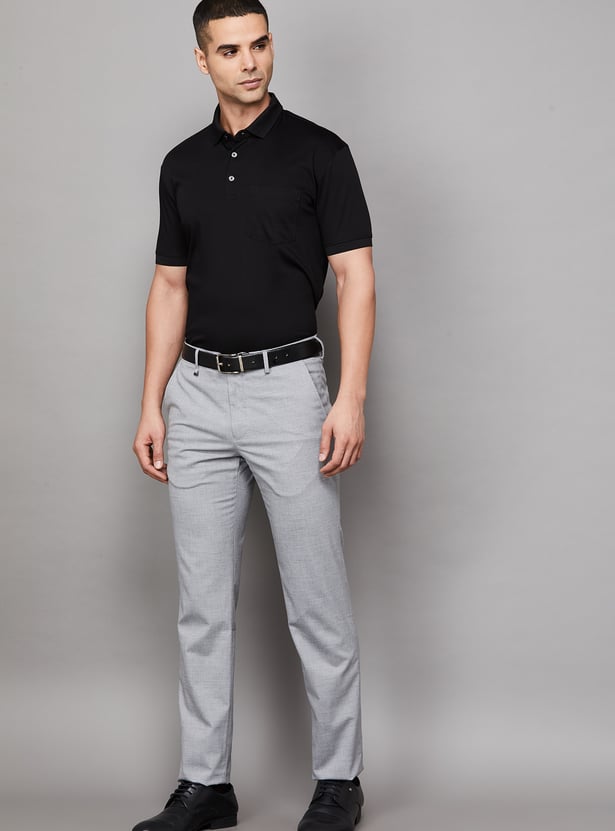 VAN HEUSEN Solid Slim Straight Formal Trousers