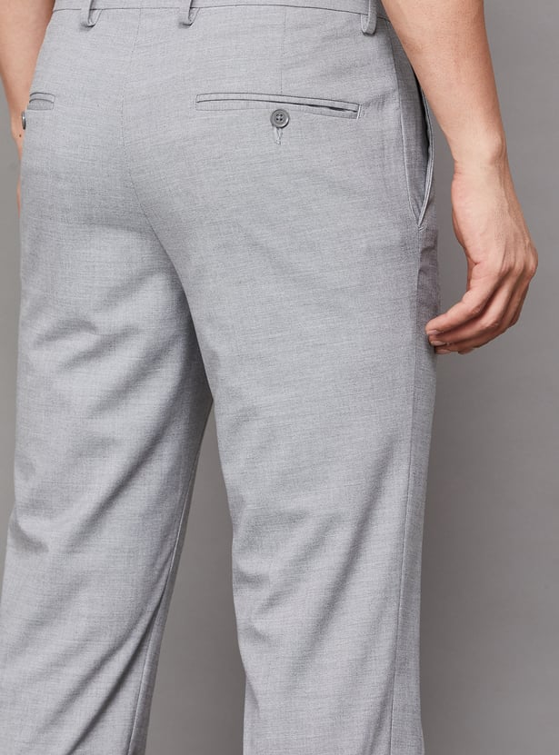 VAN HEUSEN Solid Slim Straight Formal Trousers