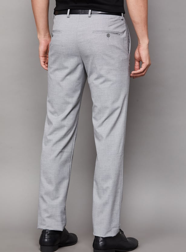 VAN HEUSEN Solid Slim Straight Formal Trousers