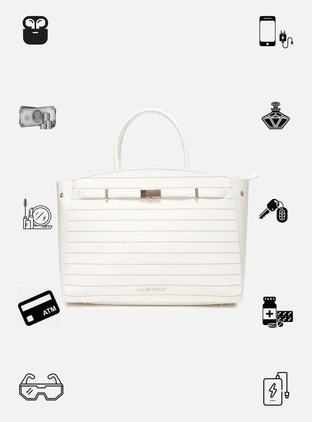 ALLEN SOLLY Striped Handheld Bag