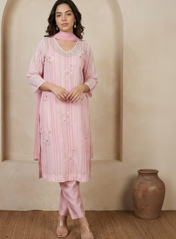 W Striped Kurta Set