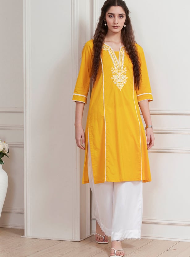 BIBA Embroidered Straight Kurta