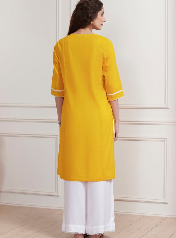 BIBA Embroidered Straight Kurta