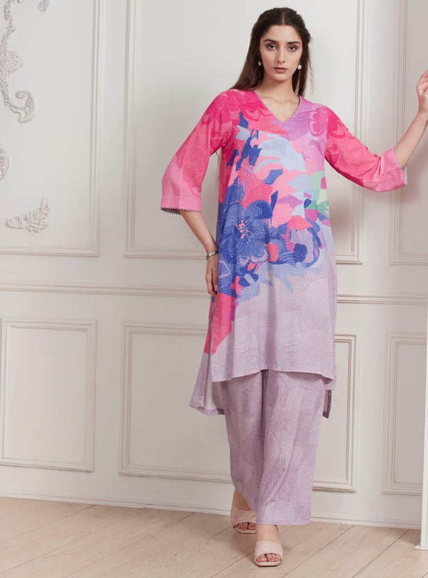BIBA Floral Print A-line Kurta Set