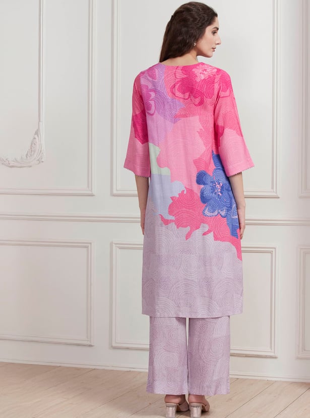 BIBA Floral Print A-line Kurta Set