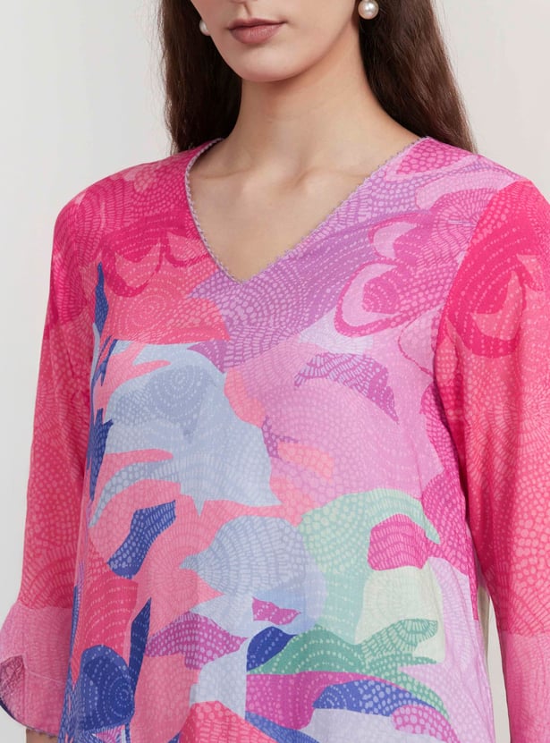 BIBA Floral Print A-line Kurta Set