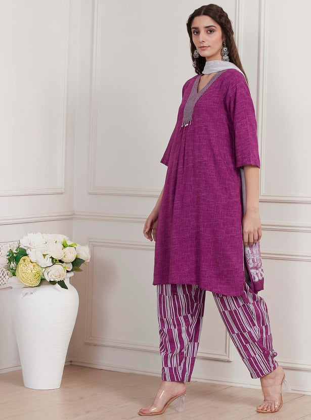 BIBA Embroidered Straight Kurta Set