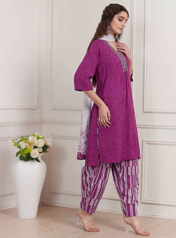 BIBA Embroidered Straight Kurta Set