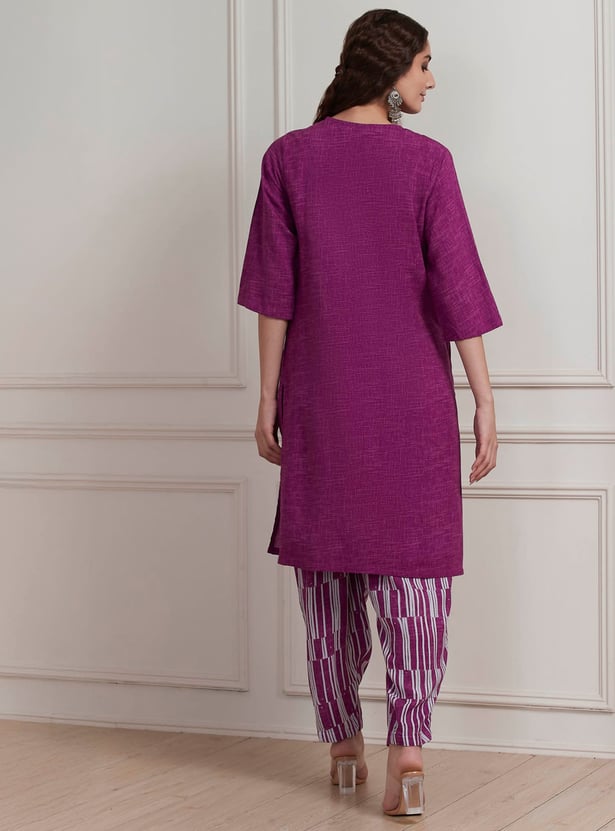 BIBA Embroidered Straight Kurta Set