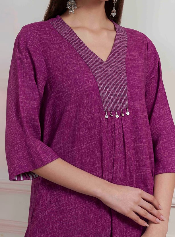 BIBA Embroidered Straight Kurta Set
