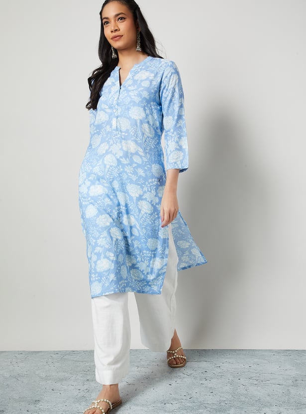 MELANGE Floral Print Straight Kurta