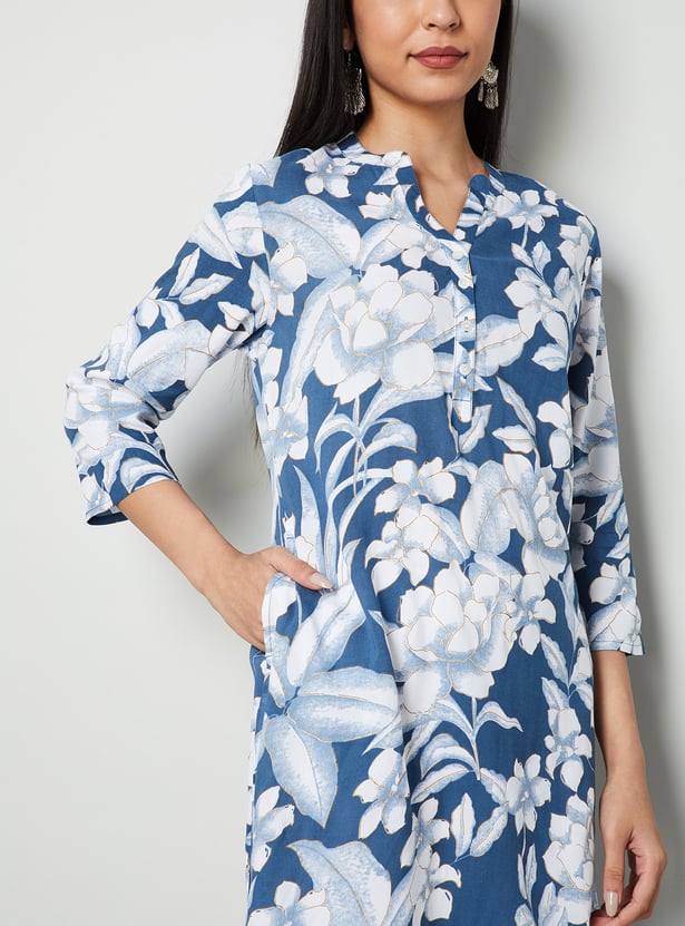 MELANGE Floral Print Straight Kurta