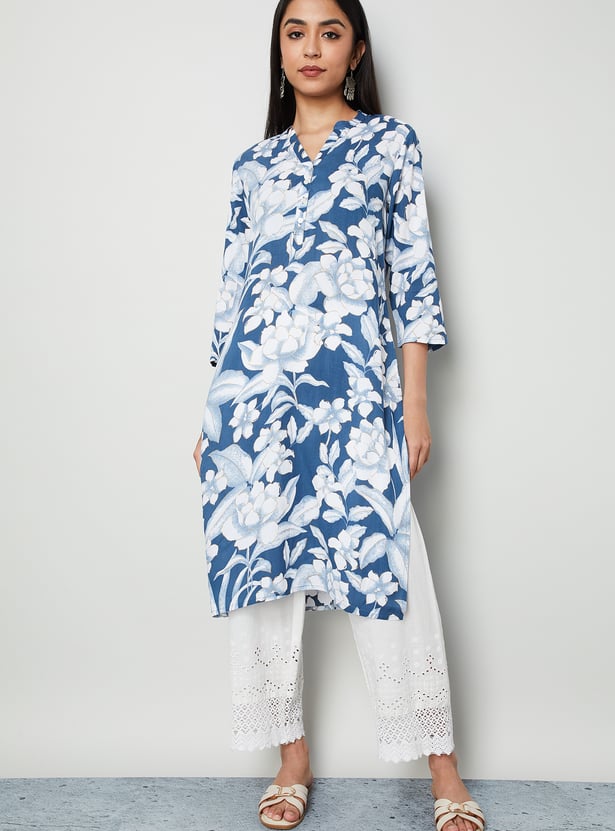 MELANGE Floral Print Straight Kurta