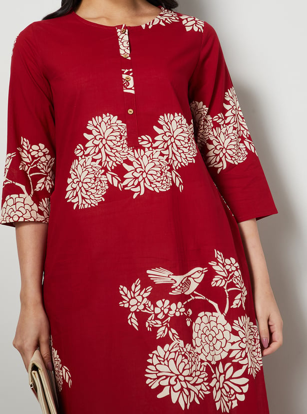 MELANGE Floral Print Straight Kurta
