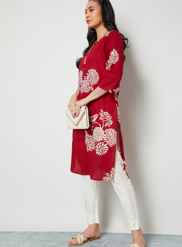 MELANGE Floral Print Straight Kurta
