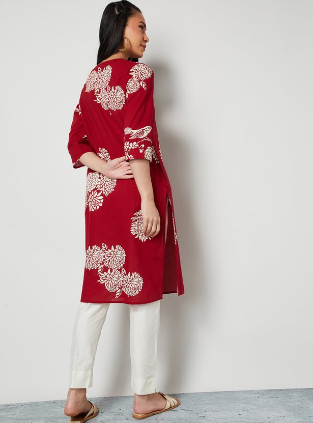 MELANGE Floral Print Straight Kurta
