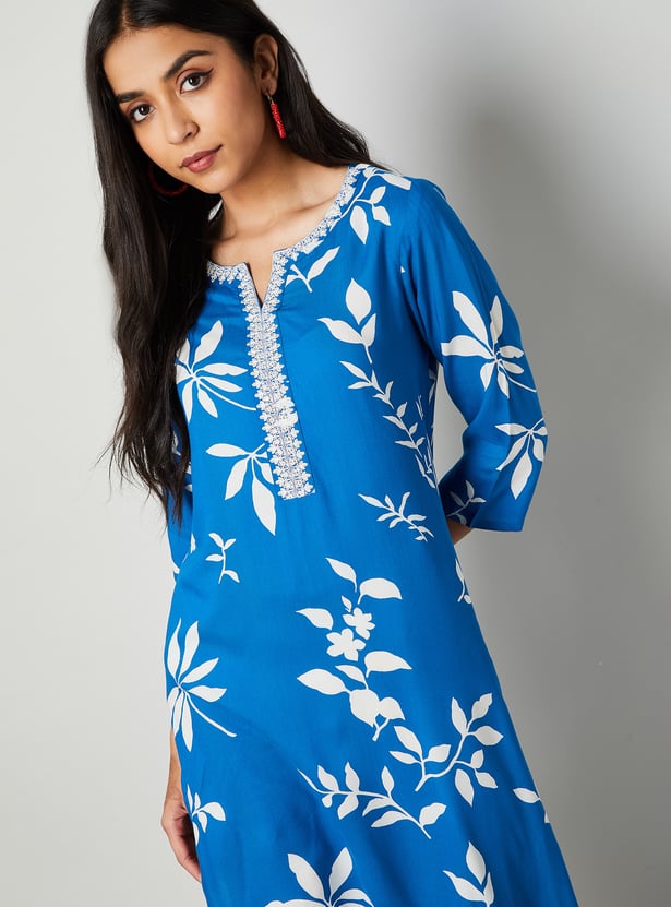 MELANGE Floral Print Straight Kurta