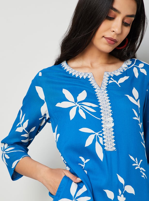 MELANGE Floral Print Straight Kurta