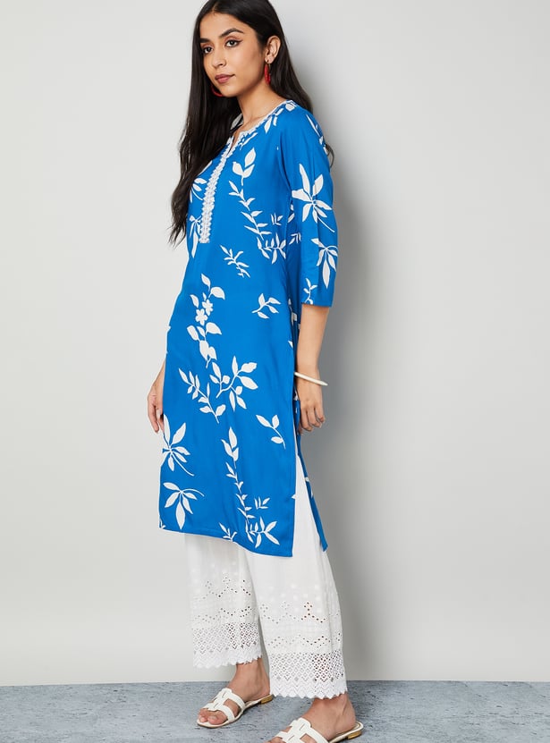 MELANGE Floral Print Straight Kurta
