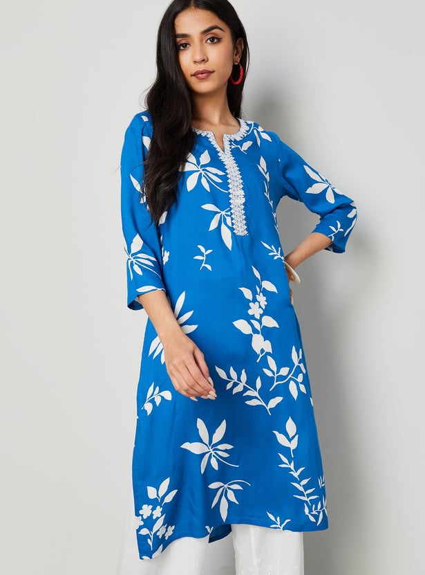 MELANGE Floral Print Straight Kurta