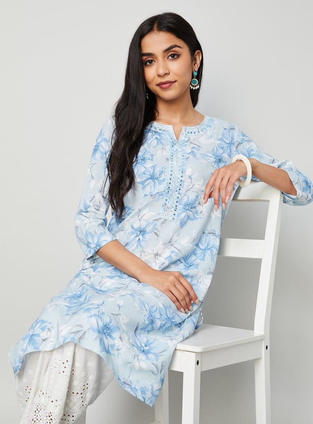 MELANGE Floral Printed Straight Kurta