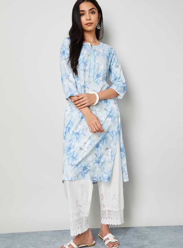 MELANGE Floral Printed Straight Kurta