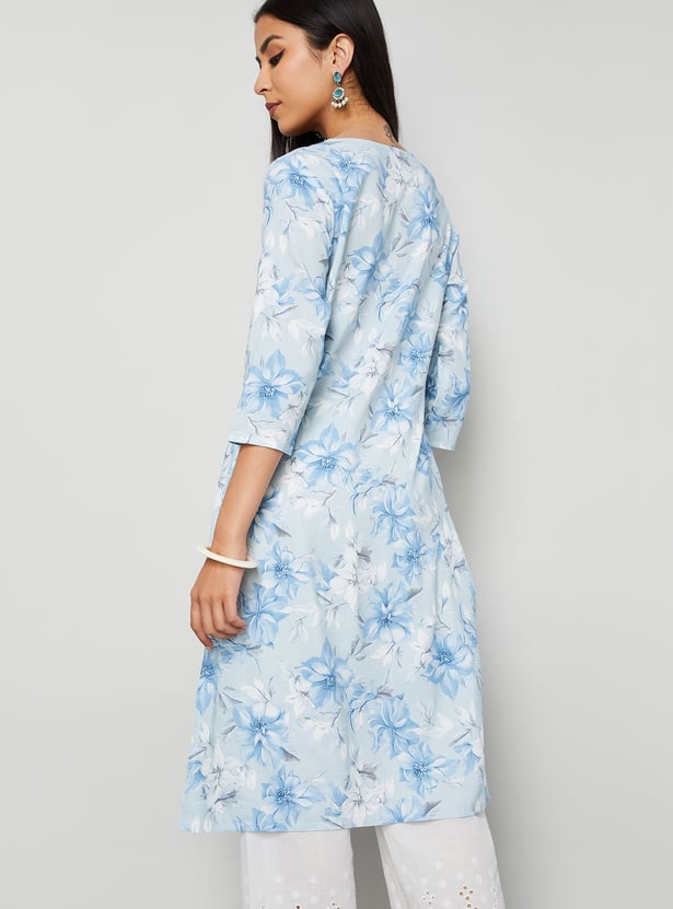 MELANGE Floral Printed Straight Kurta