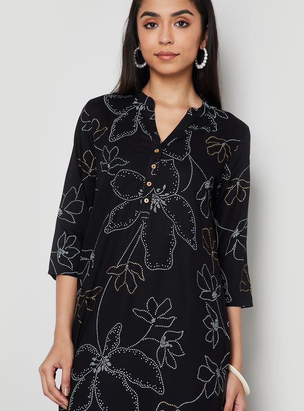 MELANGE Floral Print Straight Kurta