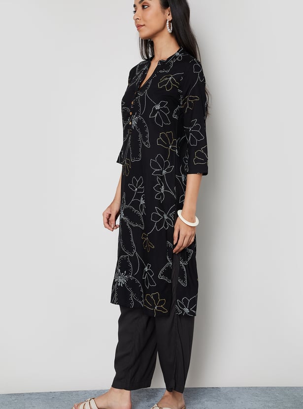 MELANGE Floral Print Straight Kurta