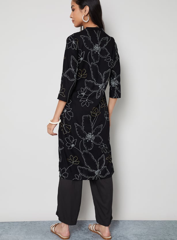 MELANGE Floral Print Straight Kurta