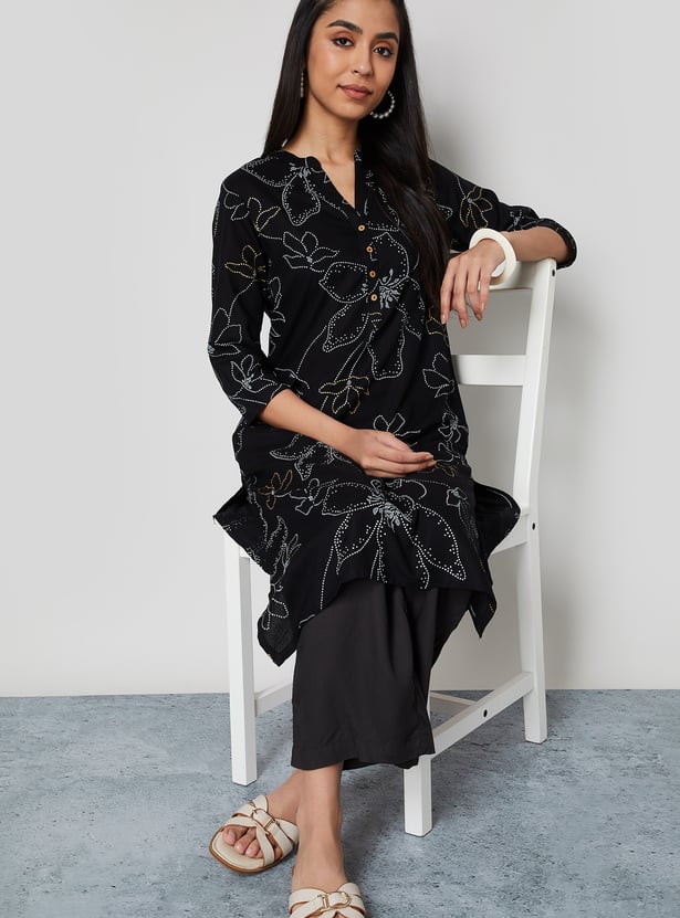 MELANGE Floral Print Straight Kurta