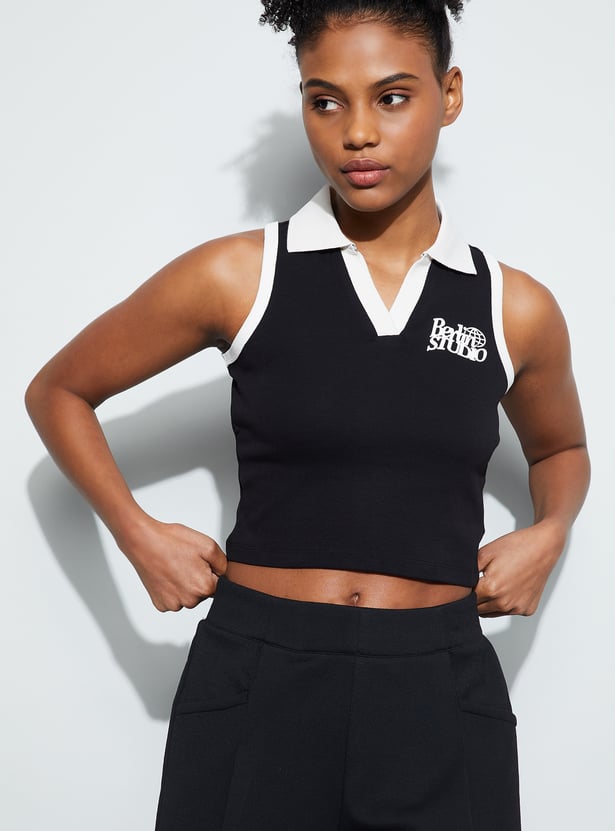 KAPPA Contrast Trim Johnny Collar T-shirt