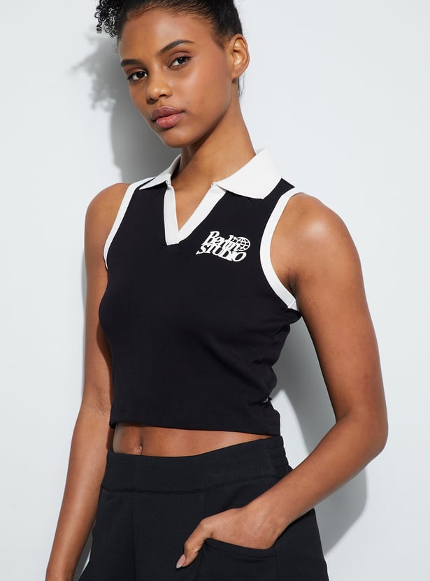 KAPPA Contrast Trim Johnny Collar T-shirt