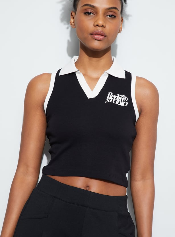 KAPPA Contrast Trim Johnny Collar T-shirt