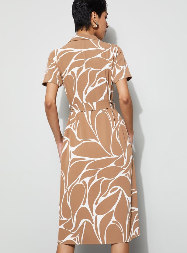 CODE CLASSIC Printed Shirt Dress with Belt