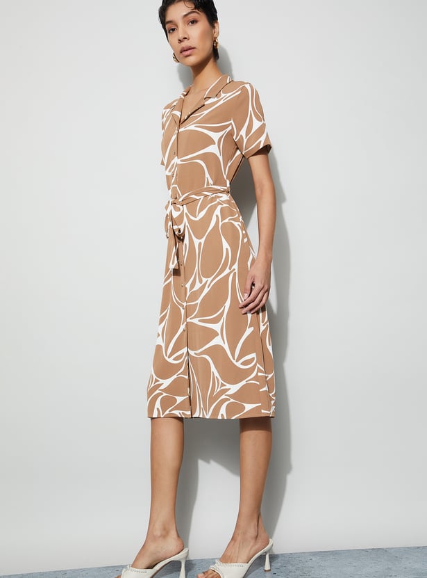 CODE CLASSIC Printed Shirt Dress with Belt