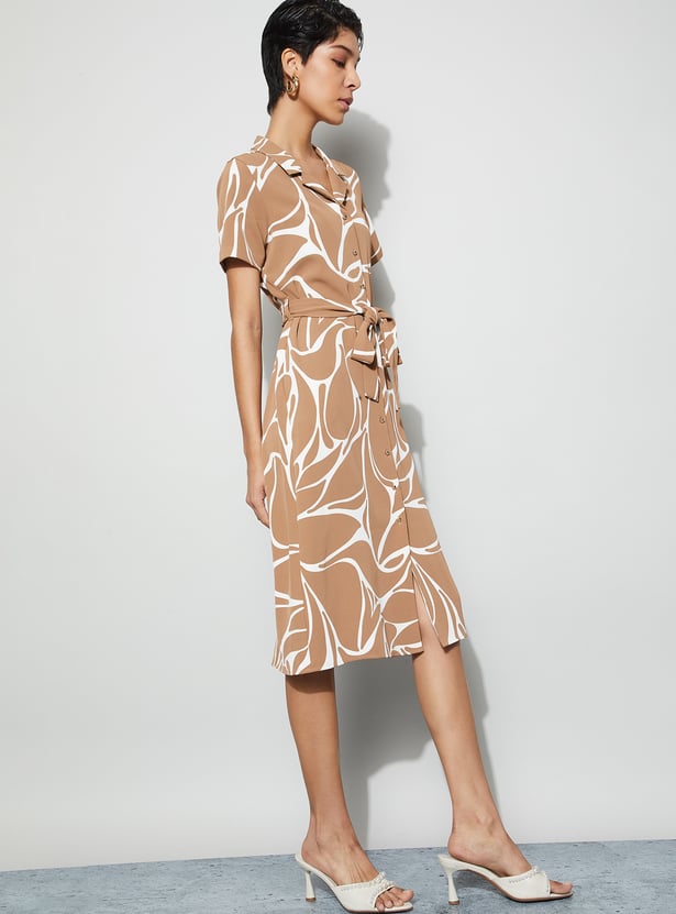 CODE CLASSIC Printed Shirt Dress with Belt