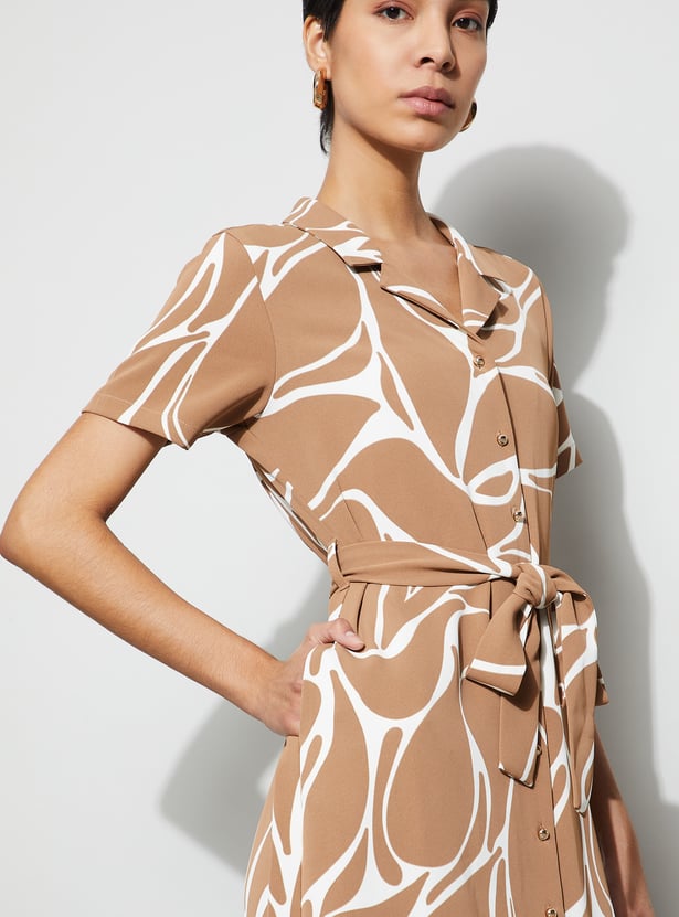 CODE CLASSIC Printed Shirt Dress with Belt