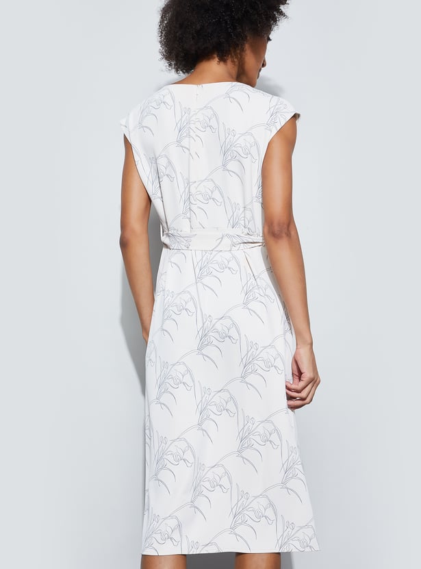 CODE CLASSIC Floral Print Shift Dress with Belt