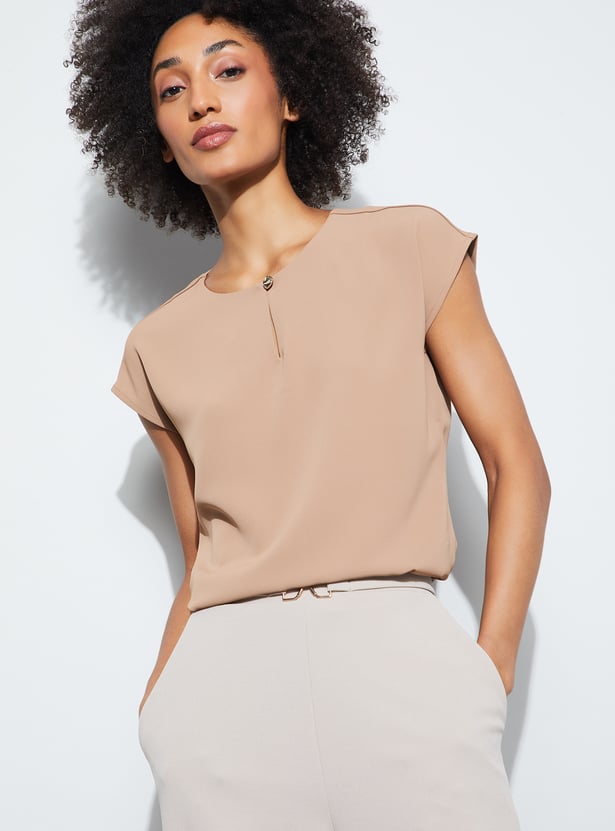 CODE CLASSIC Solid Keyhole Neck Top