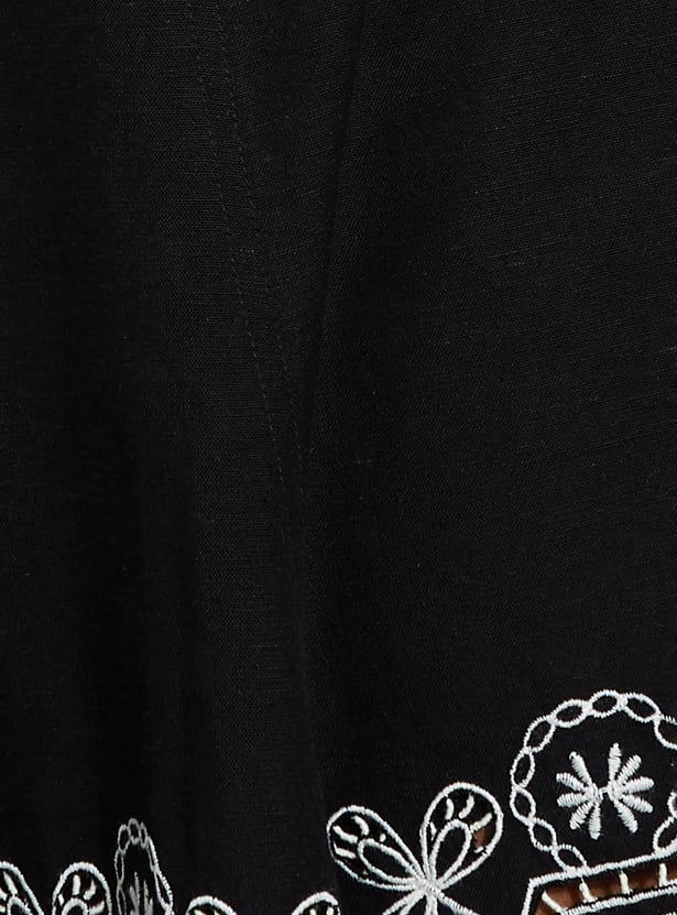 GINGER Embroidered Fit & Flare Dress