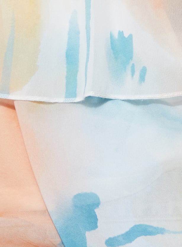 GINGER Floral Print Square Neck Sheer Crop Top