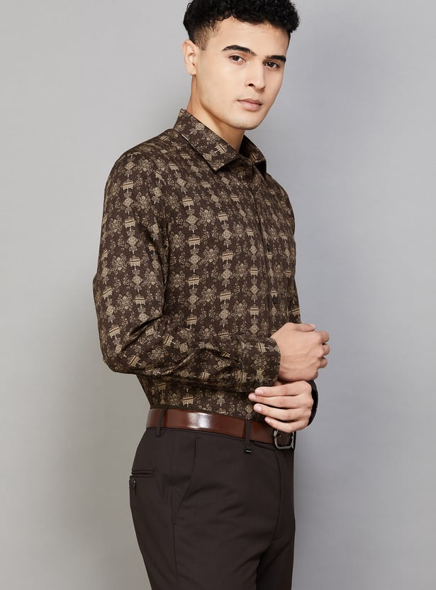 LOUIS PHILIPPE Ethnic Motif Regular Fit Formal Shirt