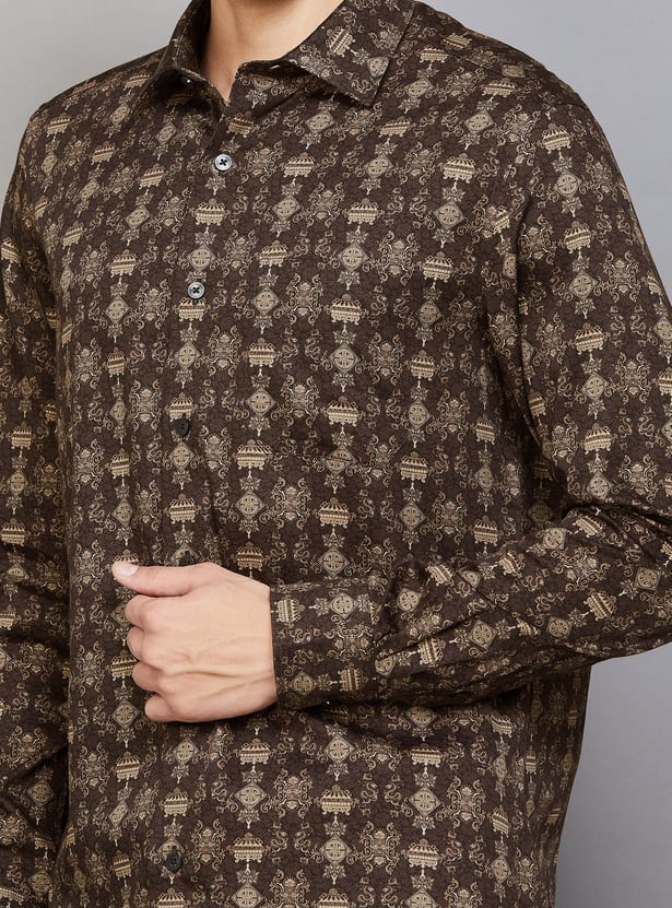 LOUIS PHILIPPE Ethnic Motif Regular Fit Formal Shirt