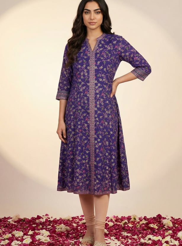 AURELIA Floral Print Anarkali Kurta