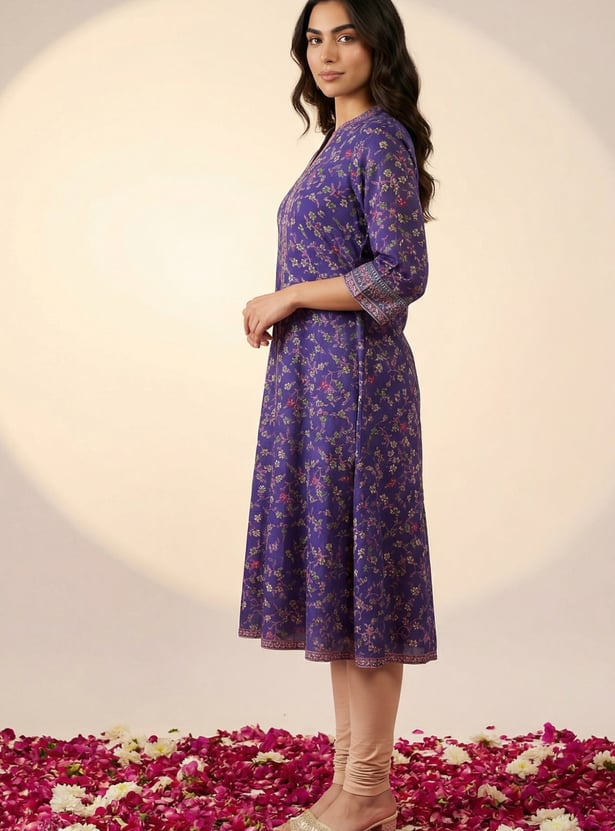 AURELIA Floral Print Anarkali Kurta