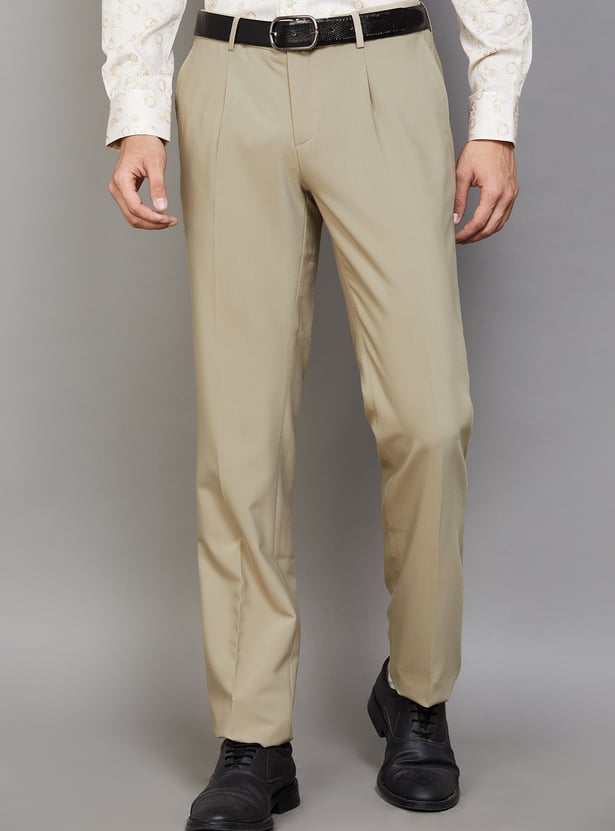ARROW Solid Regular Formal Fit Trousers