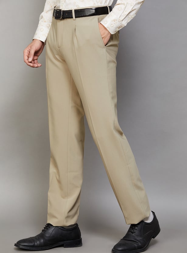 ARROW Solid Regular Formal Fit Trousers