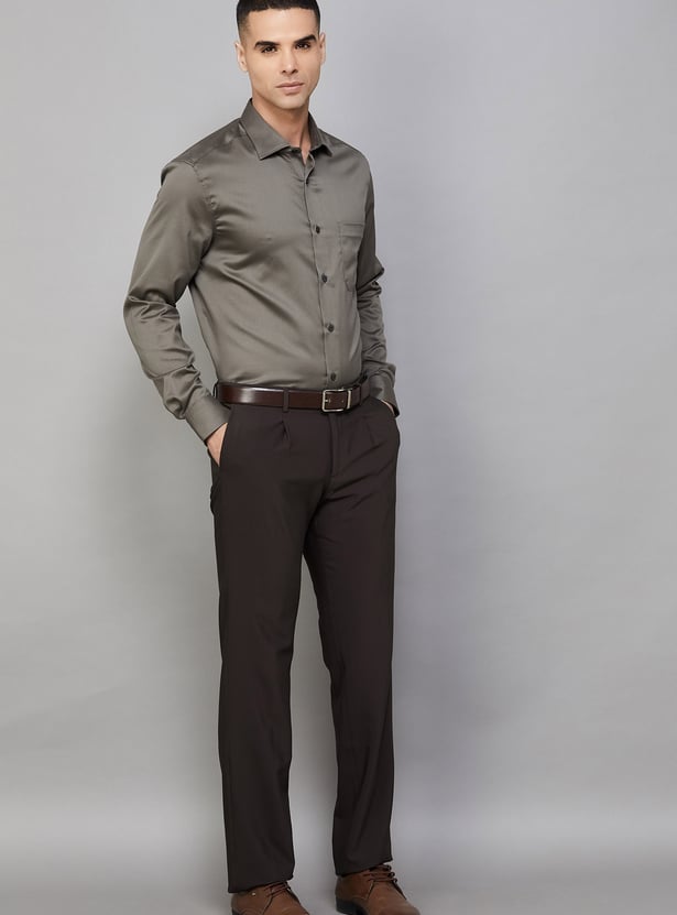 ARROW Solid Regular Fit Formal Trousers