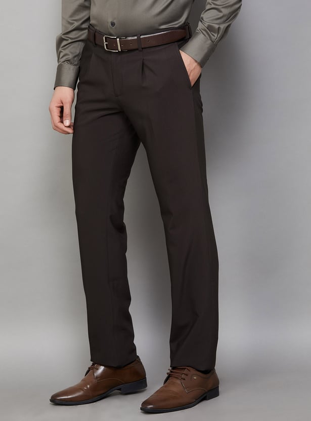 ARROW Solid Regular Fit Formal Trousers